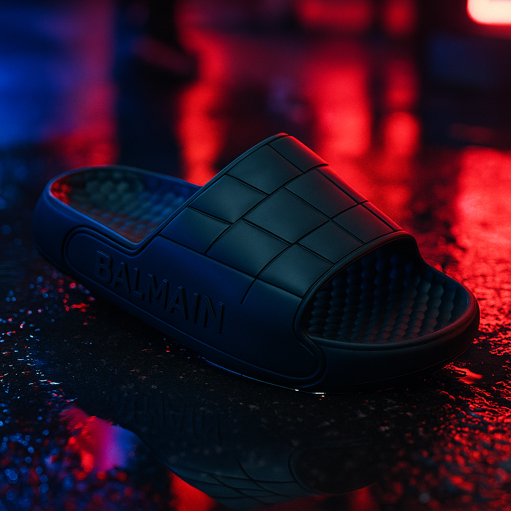 ARTICLE:M-1-BALMAIN Signature Slide – Black Monogram Comfort-coverupfootwear