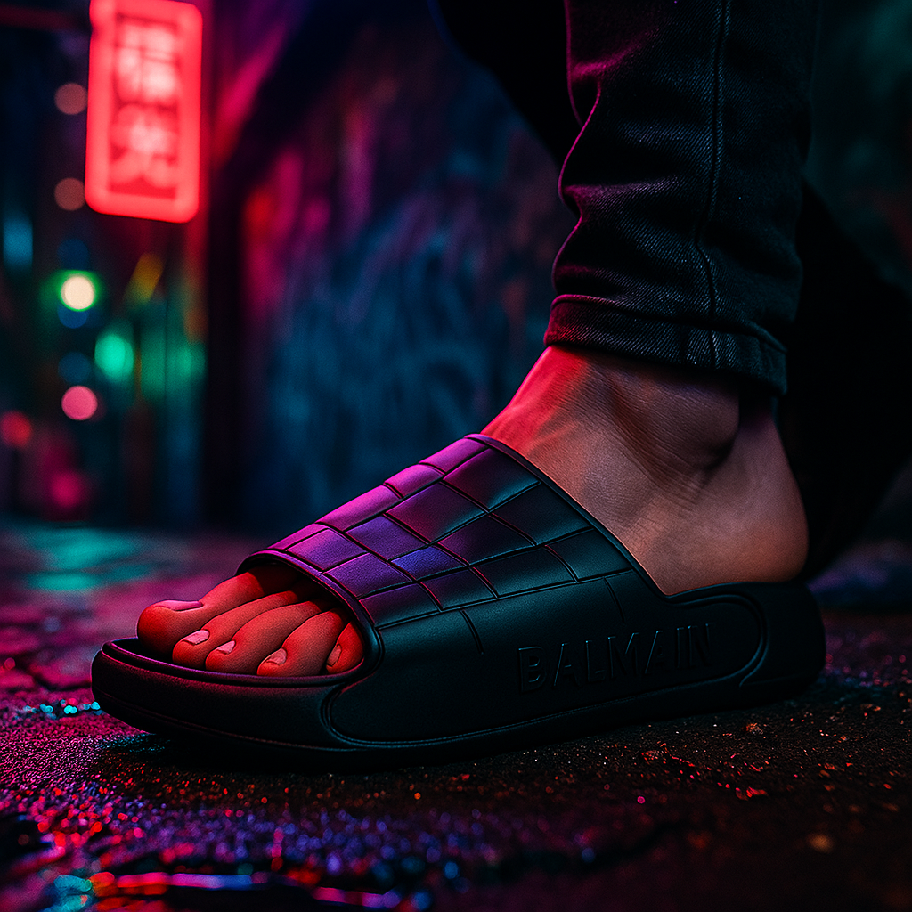 ARTICLE:M-1-BALMAIN Signature Slide – Black Monogram Comfort-coverupfootwear