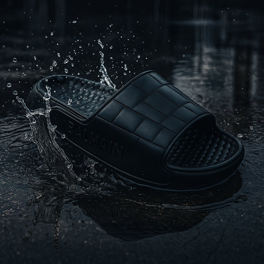 ARTICLE:M-1-BALMAIN Signature Slide – Black Monogram Comfort-coverupfootwear
