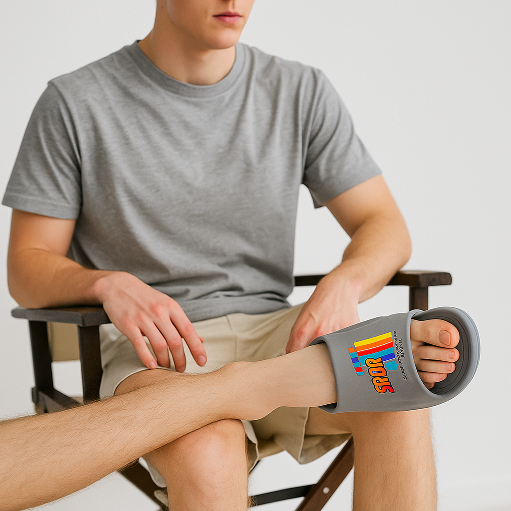 ARTICLE:K-1-SPORT Grey Tech Slide Slipper – Ultra Comfort Edition – Coverupfootwear