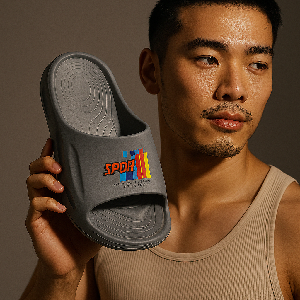 ARTICLE:K-1-SPORT Grey Tech Slide Slipper – Ultra Comfort Edition – Coverupfootwear
