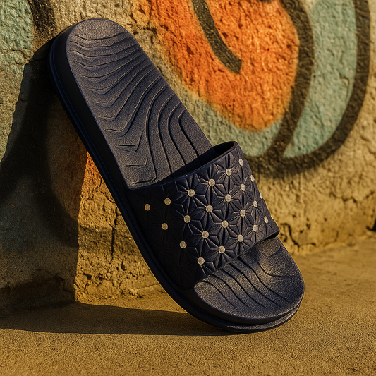 ARTICLE:E-1-GIRL SLIPPER-Texla CoverUp – Bold Comfort Studded Slippers (Midnight Blue)