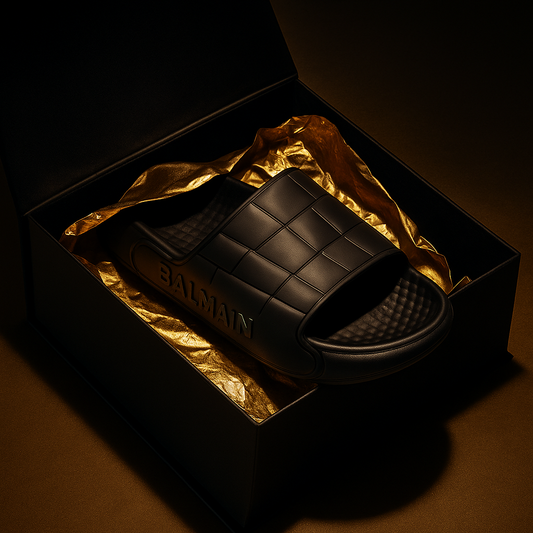 ARTICLE:M-1-BALMAIN Signature Slide – Black Monogram Comfort-coverupfootwear
