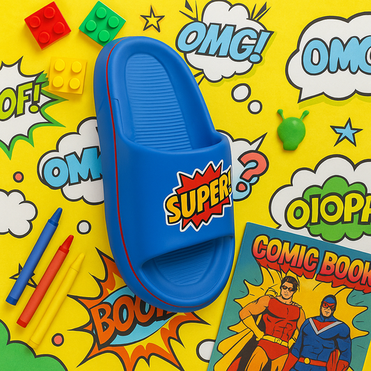 KIDS ARTICLE:G-12-SUPER! Kids' Slipper – Fun, Bright & Comfy for Everyday Adventures-COVERUPFOOTWEAR