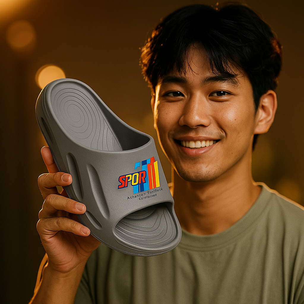 ARTICLE:K-1-SPORT Grey Tech Slide Slipper – Ultra Comfort Edition – Coverupfootwear